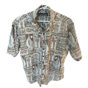 Reyn Spooner Men's XL Hawaiian Print Shirt Linen Blend